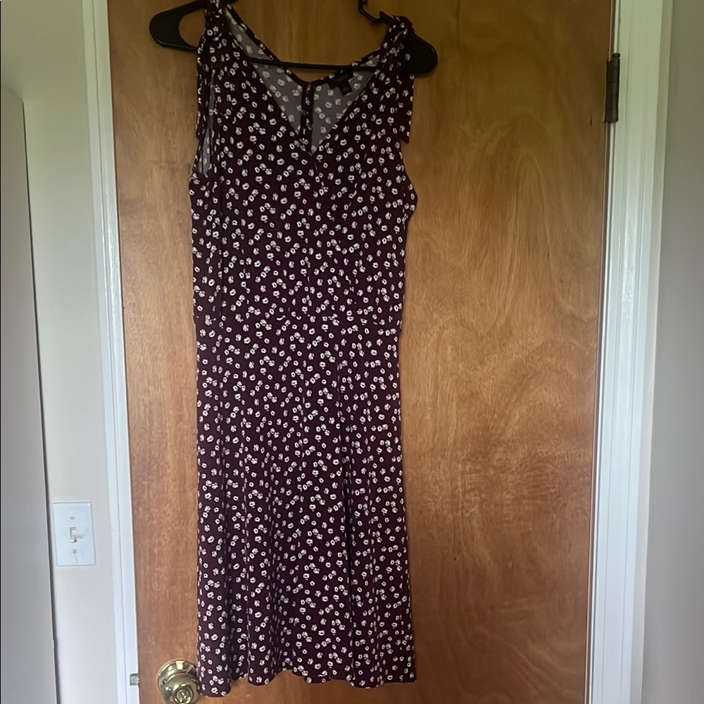 Ann Taylor Factory Purple White Sleeveless Scoop Neck Midi Sundress